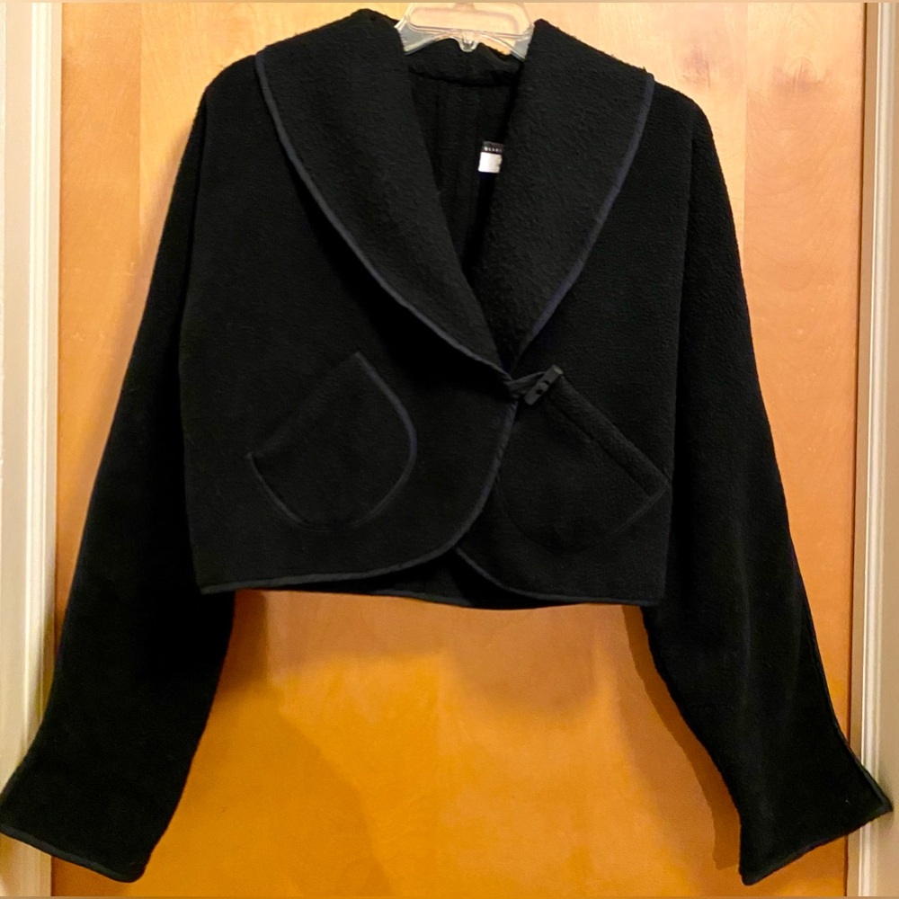 Babette Jet Black Fleece Cropped Jacket